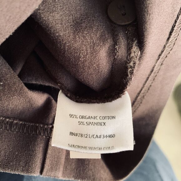 EILEEN FISHER Pants M Brown Stretch Organic Cotton Ankle Side Zip Minimalist - Picture 7 of 11